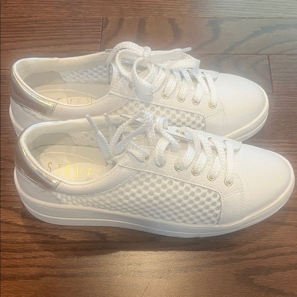 Seven7 White and Silver Women's Sneakers - Picture 1 of 5